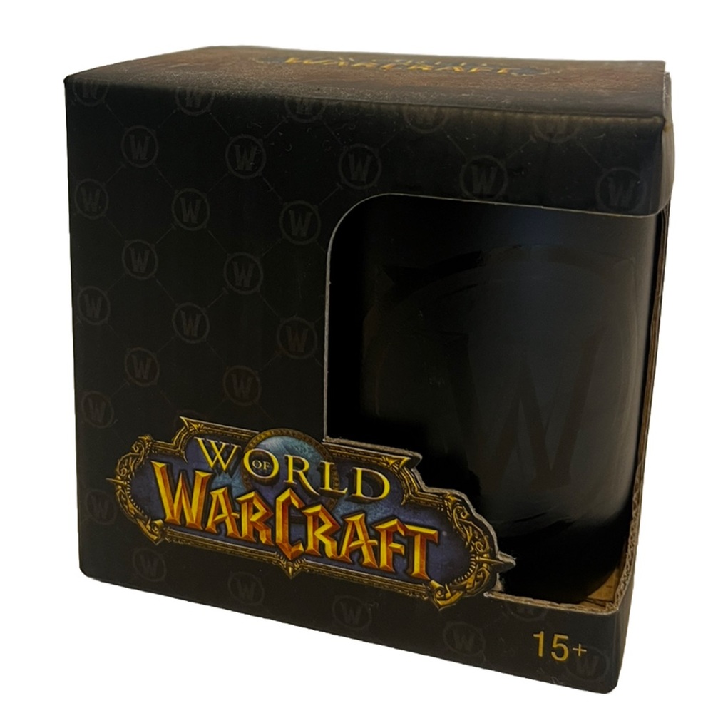 World of Warcraft Blackout Logo Ceramic Coffee Mug Black, JINX 11 oz. NEW
